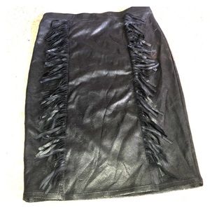 Black leather pencil skirt
